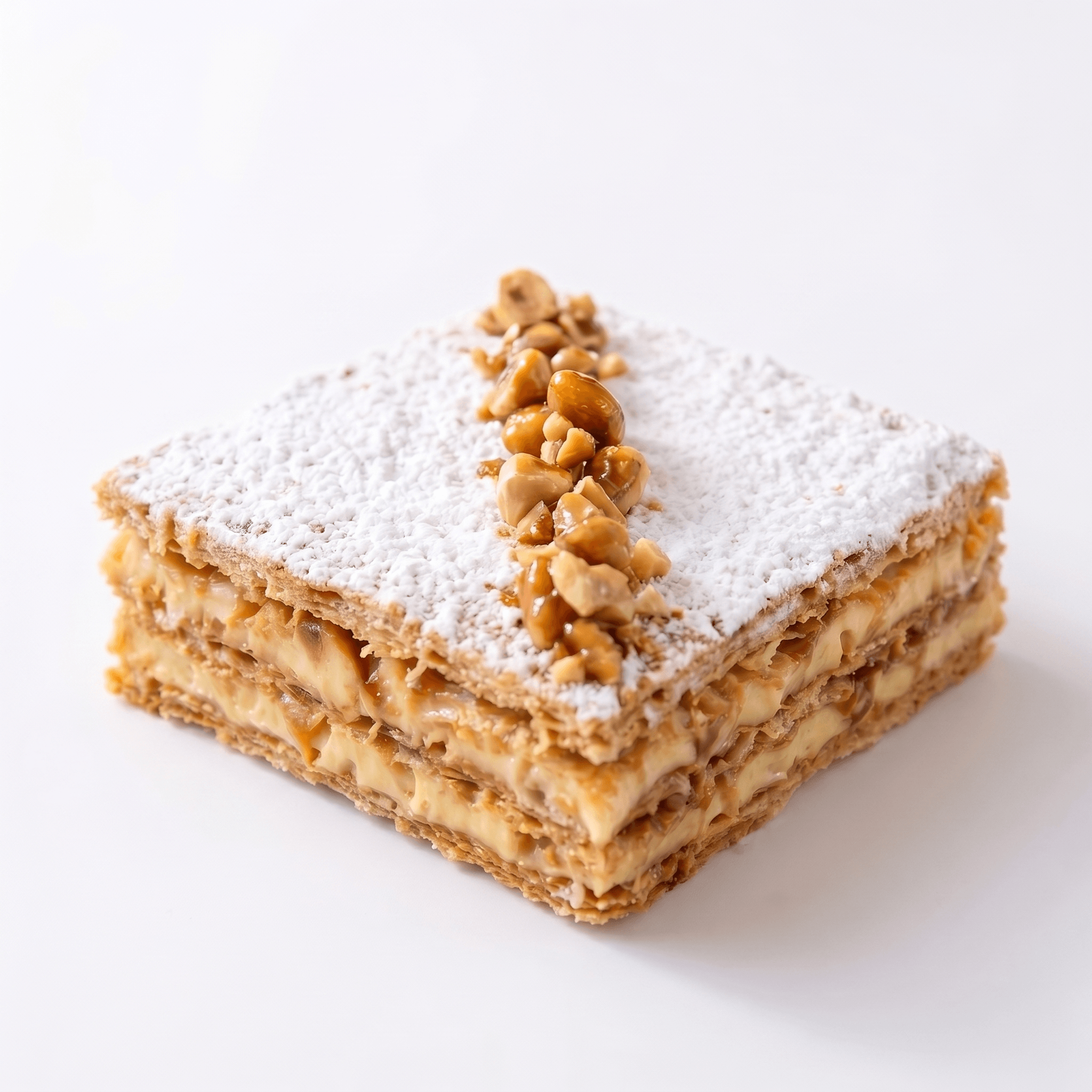 Millefeuilles Caramel Cacahuète de près